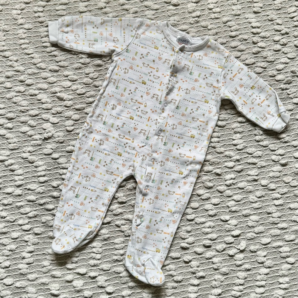 (💚4/$20) Cute baby footed onesie pjs